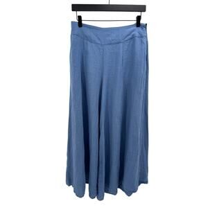 Old Linen Mill Women's Blue High Waisted Palazzo Wide Leg Long Linen Pant Size M